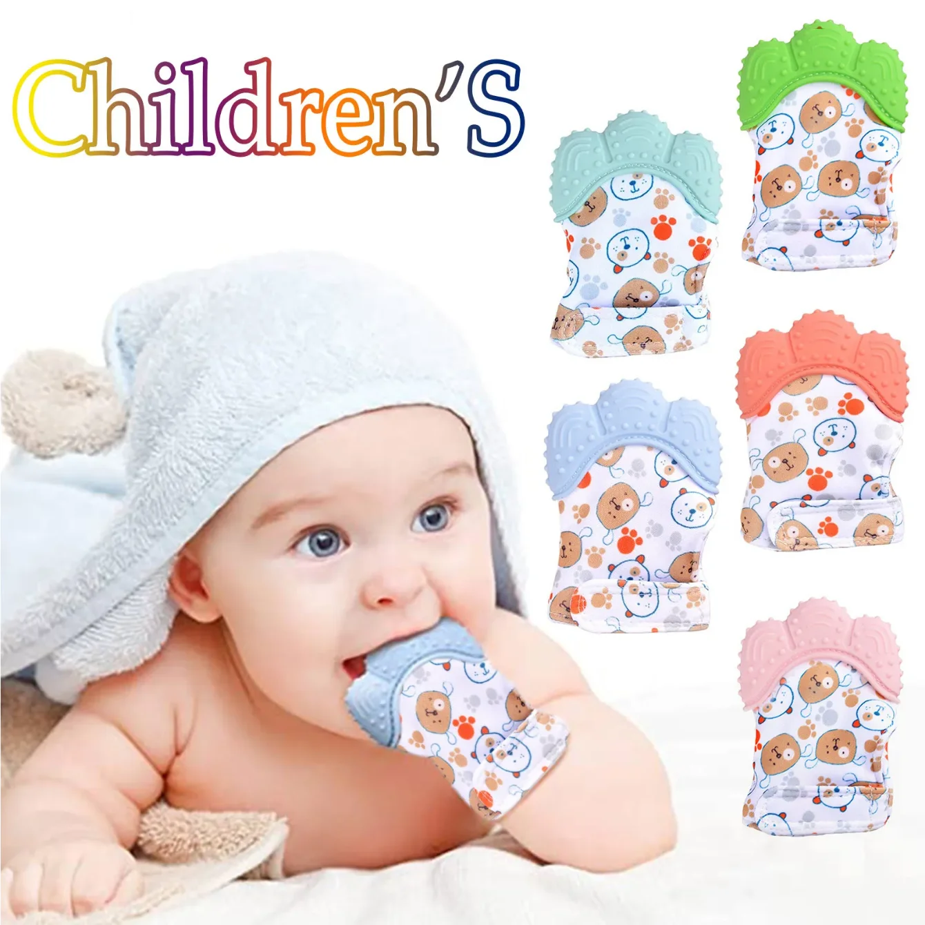 Teething Mitten Baby - Newborn Teething Silicone Mittens Multi-Layer Breathable