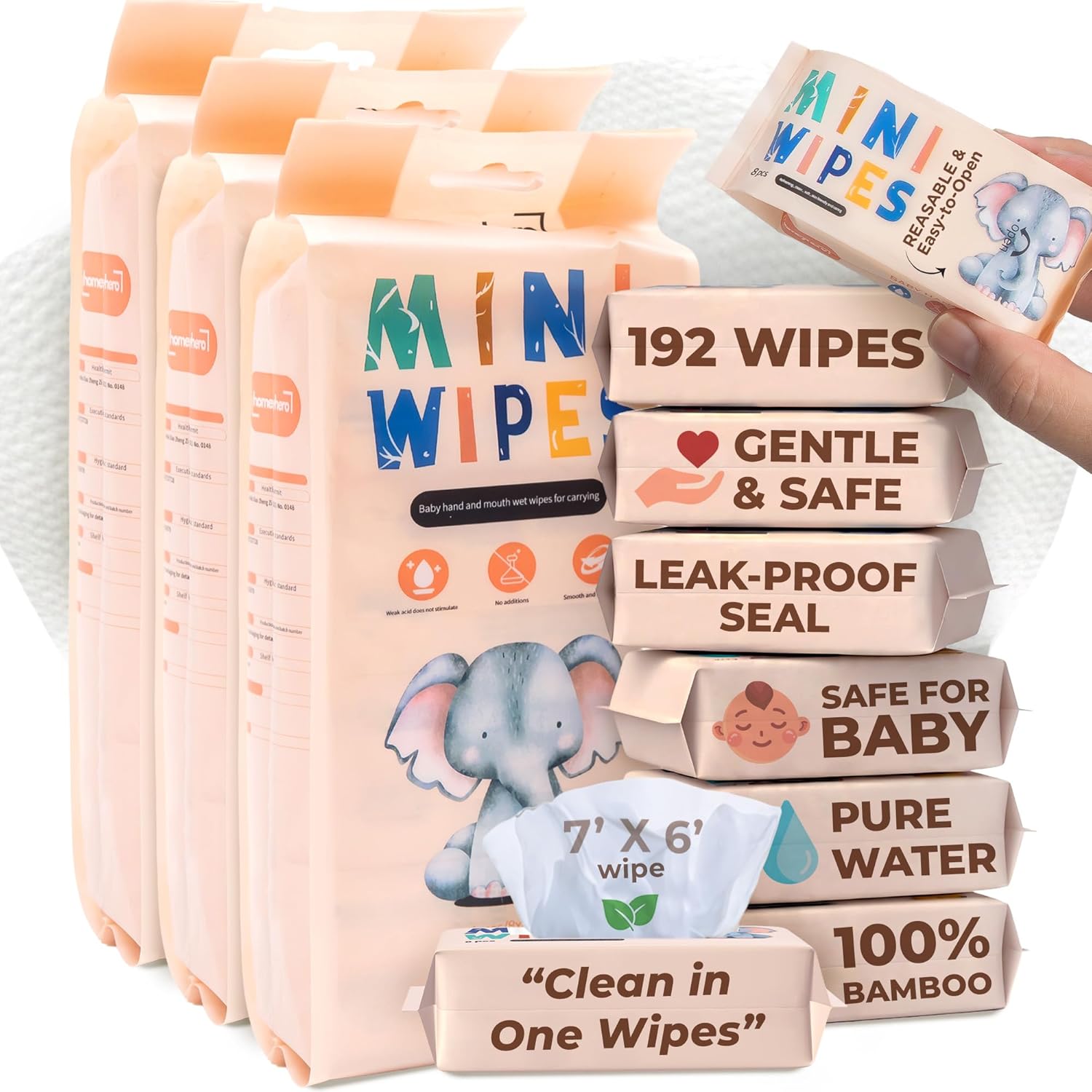 Baby Products In - 24 Pack Travel Baby Wipes, 192