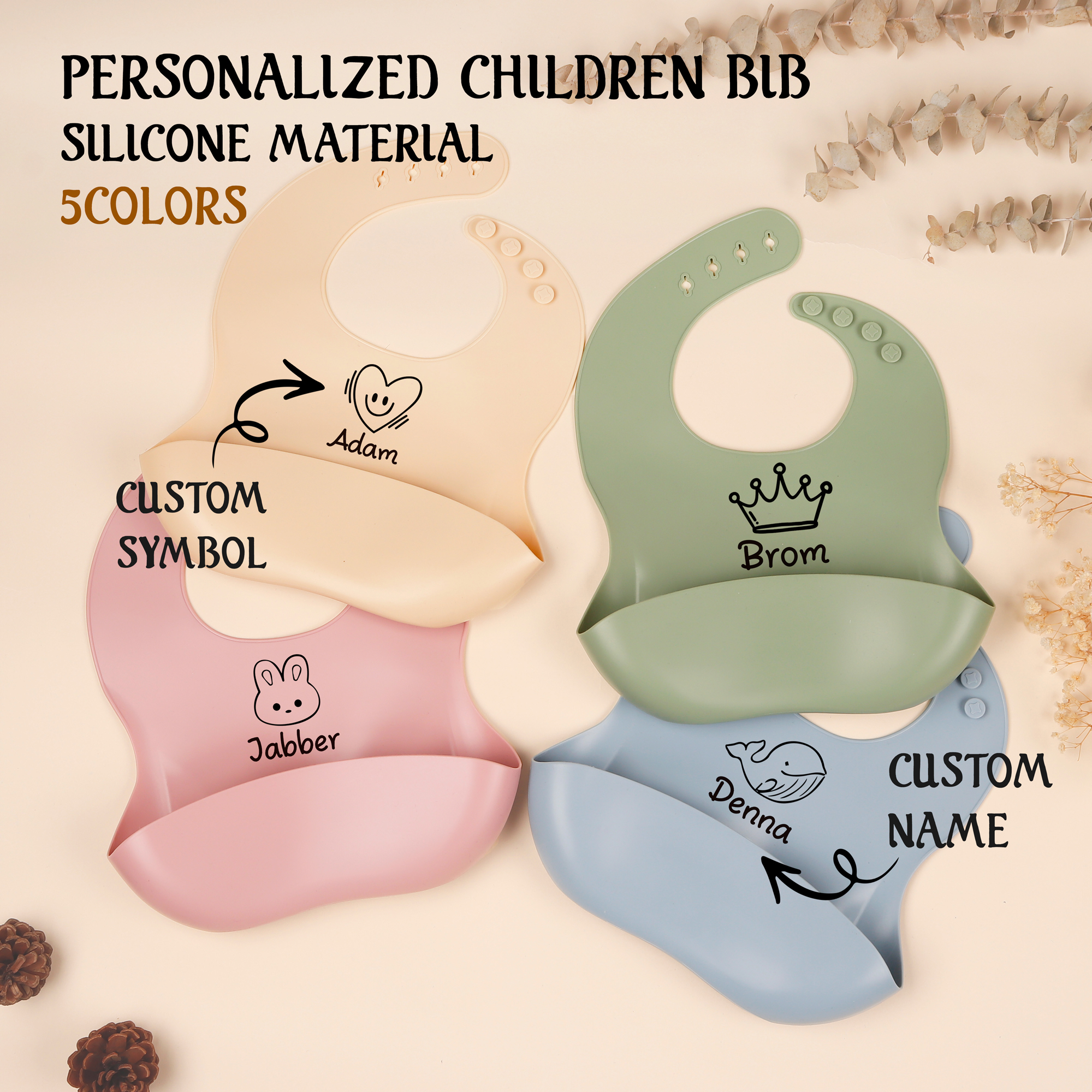 1pc Personalized Bib, Custom B - Silicone Baby Bibs recension och pris