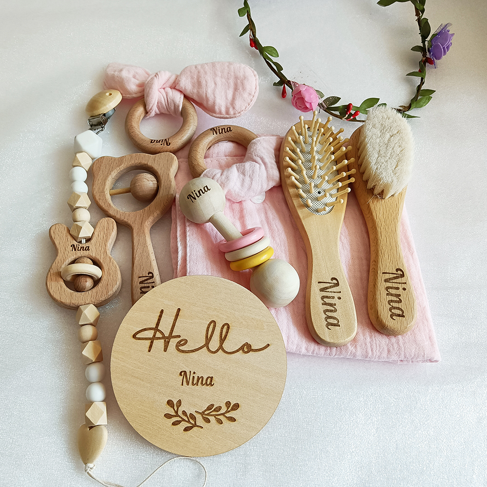 8 Pieces Of Personalized Name  - Baby Rattle Toy Set recension och pris
