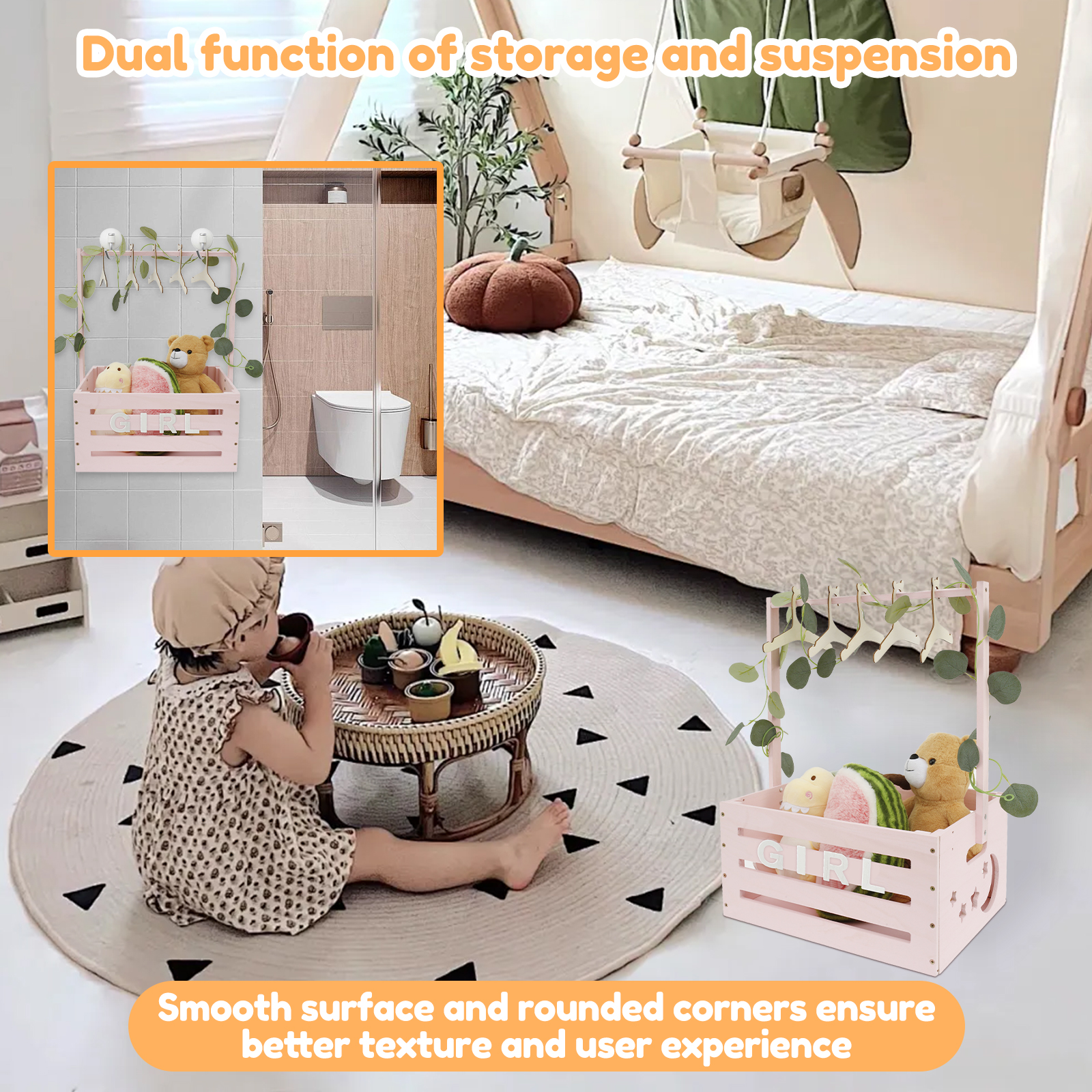 Wood Baby Shower Storage Baske - Baby Products Basket recension och pris