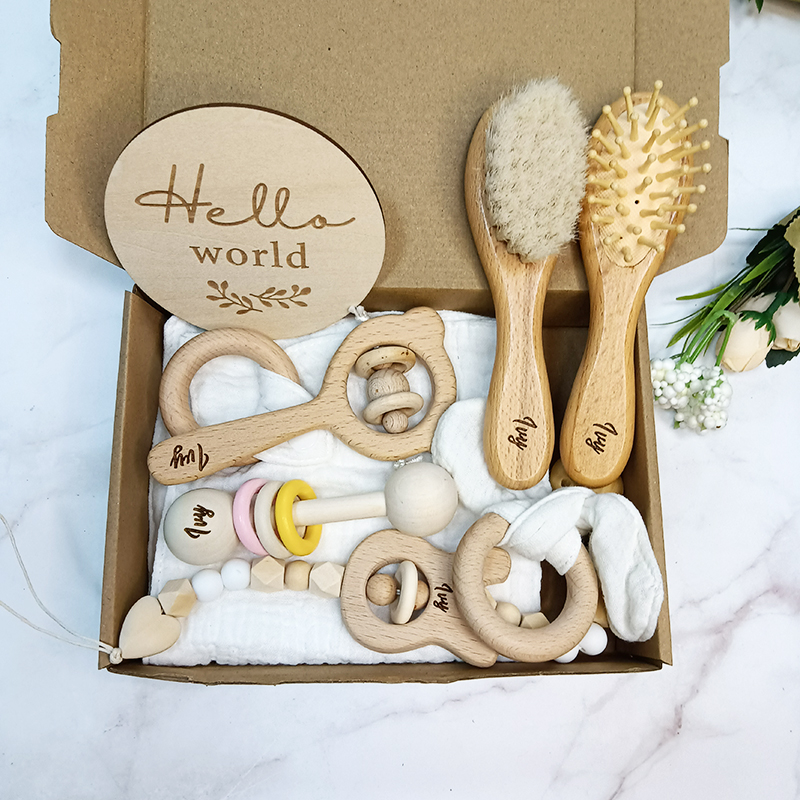 8pcs Custom Name Newborn Bath  - Baby Rattle Toy Set recension och pris